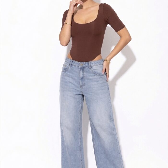 Half Sleeve Round Neck Pine Bodysuit